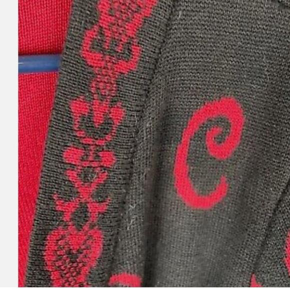 Christopher & Banks Open Front Sweater Size Medium Red Black Floral Print - Picture 3 of 8